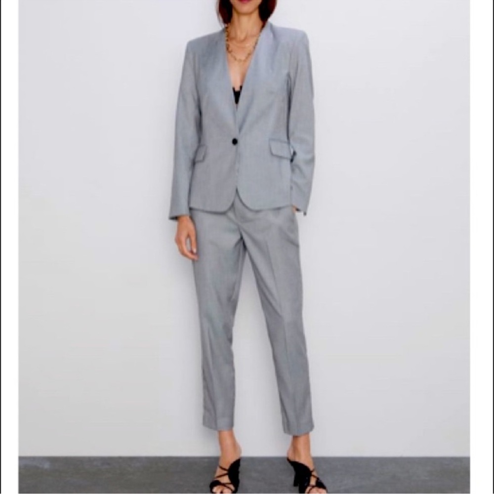 ZARA- Women's Gray Blazer and Pants Set